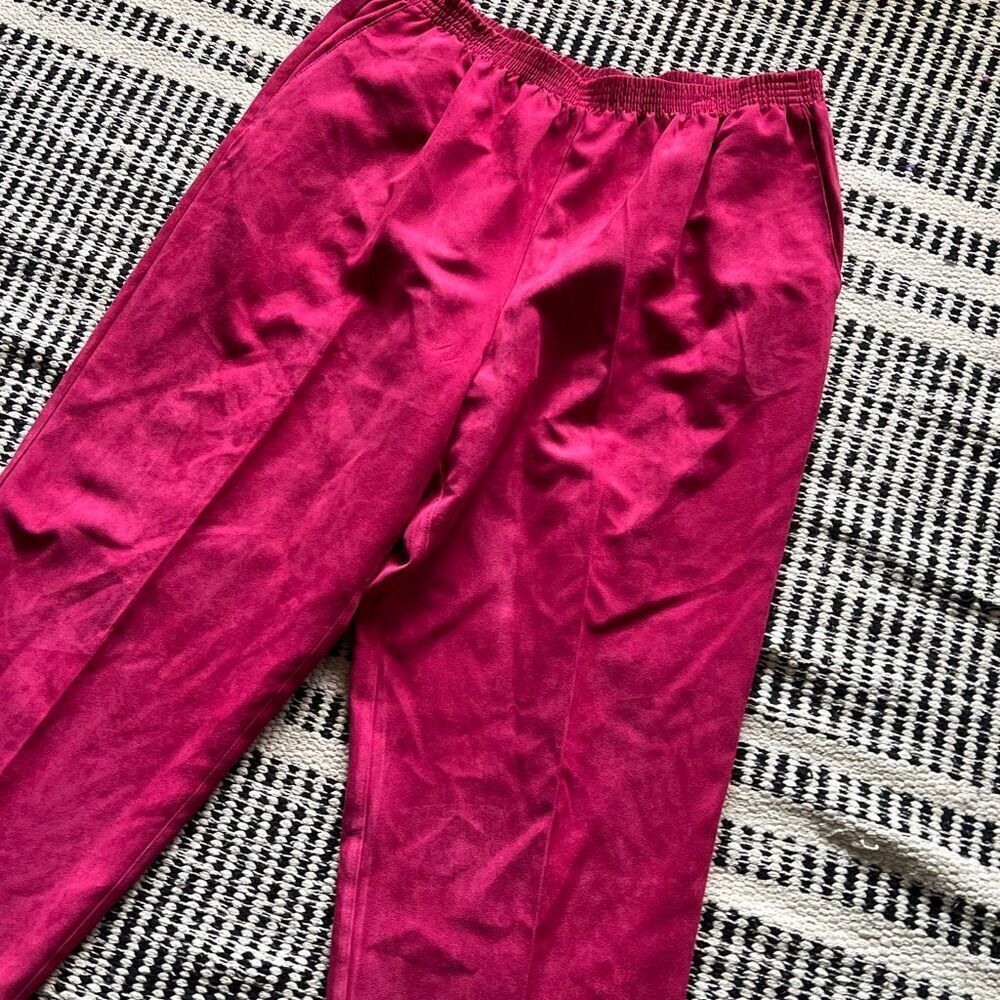 Alfred Dunner Size 16 Hot Pink Suede Capri Ankle Pants Comfort pants - Picture 4 of 7